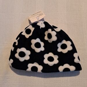 Hanna Andersson reversible beanie, flowers & light blue, New